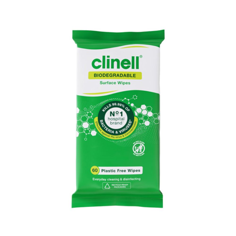 Clinell Universelle, biologisch abbaubare Oberflächentücher, 60 Stück